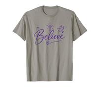 Believe Christian Faith Cross Dove Purple Inspiring Believe Camiseta