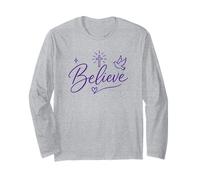 Believe Christian Faith Cross Dove Purple Inspiring Believe Manga Larga