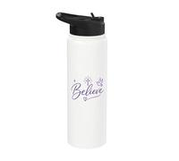 Believe Christian Faith Cross Dove Purple Inspiring Believe Stainless Steel Insulated Water Bottle