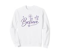 Believe Christian Faith Cross Dove Purple Inspiring Believe Sudadera