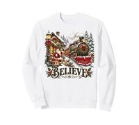 Believe Christmas Train Santa Snowy Holiday Village Sudadera