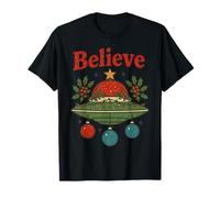 Believe Festive UFO Alien Christmas Tree Sci Fi Camiseta