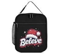 Believe in Christmas Hat Lonchera para hombres y mujeres, bolsas de almuerzo aisladas, bolsa térmica portátil para el trabajo, picnic