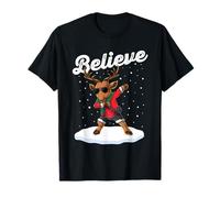 Believe in Rindeer Funny Dabbing Christmas Holiday Cute Camiseta