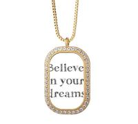 Believe In Your Dream - Collar inspirador con colgante de diamantes de cristal dorado