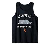 Believe Me Im Trying My Best Tired Cat Orange Awareness Camiseta sin Mangas