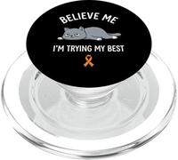 Believe Me Im Trying My Best Tired Cat Orange Awareness PopSockets PopGrip para MagSafe