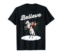 Believe Santa in Snow Dabbing Horse Cool Christmas Costume Camiseta