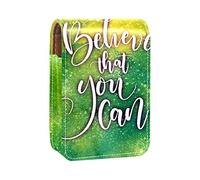 Believe That You Can - Estuche portátil para pintalabios para viajes, mini caja de almacenamiento de lápiz labial con espejo para mujeres y mujeres, bolsa de cosméticos de cuero, Varios colores, 9.5x2x7 cm/3.7x0.8x2.7 in