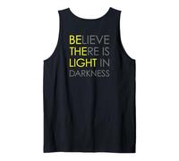 Believe There Is Light In Darkness Jesús Cross Art ON Back Camiseta sin Mangas