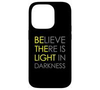 Believe There Is Light In Darkness Jesús Cross Art ON Back Carcasa para iPhone 14 Pro