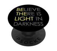 Believe There Is Light In Darkness Jesús Cross Art ON Back PopSockets PopGrip Adhesivo