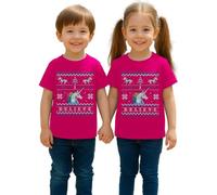 Believe Unicornio | Ugly Christmas Christmas Niños Camiseta, Rosa., 128
