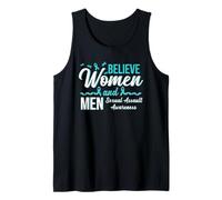 Believe Women & Men - Cinta de conciencia sobre agresión sexual, color azul Camiseta sin Mangas