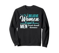 Believe Women & Men - Cinta de conciencia sobre agresión sexual, color azul Sudadera