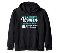 Believe Women & Men - Cinta de conciencia sobre agresión sexual, color azul Sudadera con Capucha