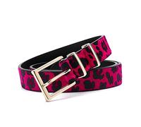 Believewang Cinturón femenino mujer pantalones vaqueros cinturón con patrón de leopardo rosa oro hebilla de metal accesorios, 95cm 30 a 33 pulgadas