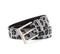 Believewang Cinturón femenino mujer pantalones vaqueros cinturón con patrón de leopardo rosa oro hebilla de metal accesorios, Gris, 80cm 24 a27 pulgadas