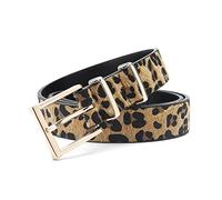 Believewang Cinturón femenino mujer pantalones vaqueros cinturón con patrón de leopardo rosa oro hebilla de metal accesorios, Amarillo, 110cm 36to39 pulgada