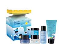 belif Aqua Bomb Hydration Cruise Set, tónico, crema facial, crema de ojos, máscara nocturna, limpiador. Formato de viaje. Cuidado coreano.
