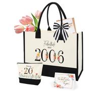 Belillpipi 18 20 30 40 50 60. Cumpleaños Regalo Mujer, Vintage 1966 Bolsa de compras de lona y neceser de cosméticos Juego con tarjeta de cumpleaños y sobre, regalo de cumpleaños para mamá, novia