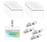 BELIOF 50 juegos de clip de insignia y portatarjetas transparente para colgar tarjetas de identidad Herramientas para tarjetas de estudiante Carretes de insignia de enfermera con correa transparente