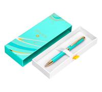 Boligrafo belius aqua aluminio color turquesa y dorado tinta azul caja de diseño - BB274