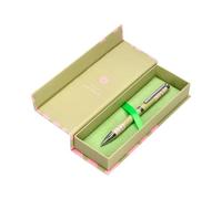 Belius BOLIGRAFO INK DREAMS ALUMINIO COLOR VERDE MATCHA Y ROSA PLATEADO FRASE INTERIOR TINTA AZUL CAJA DE DISEÐO