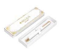 BELIUS BOLIGRAFO MACARON BLISS FORMA HEXAGONAL COLOR BLANCO Y DORADO TINTA AZUL CAJA DE DISEÐO