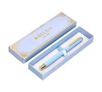 Boligrafo belius macaron bliss forma hexagonal color celeste y dorado tinta azul caja de diseño - BB297