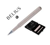 Belius Bolígrafo Roller BB285 color gris con funda de similpiel tinta azul caja de diseño