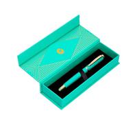Belius BOLIGRAFO SOIREE ALUMINIO COLOR ART DECO TURQUESA Y DORADO TINTA AZUL CAJA DE DISEÐO