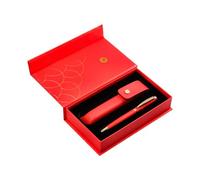 Boligrafo y estuche belius passion dor aluminio textura cepillada color rojo y dorado tinta azul caja de diseño - BB236