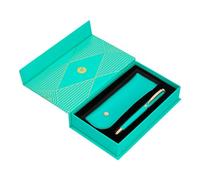 Boligrafo Y Estuche Belius Soiree Color Art Deco Turquesa Y Dorado Tinta Azul Caja De Diseño