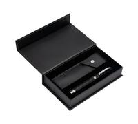 BELIUS BOLIGRAFO Y ESTUCHE TURBO ALUMINIO TEXTURA PUNTEADA NEGRO Y PLATEADO TINTA AZUL CAJA DE DISEÐO