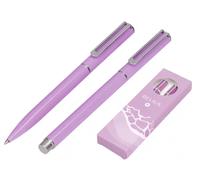 Juego boligrafo y roller belius endless summer aluminio color morado y plateado tinta azul caja de diseño - BB312