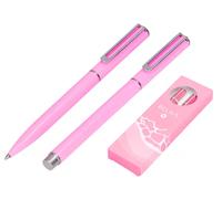 Juego boligrafo y roller belius endless summer aluminio color rosa y plateado tinta azul caja de diseño - BB311