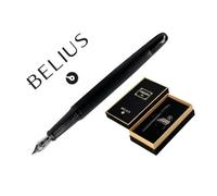 Pluma y frasco de tinta belius origen 1995 aluminio textura cepillada color negro tinta negra caja diseño - BB230