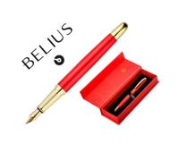 Pluma belius passion dor aluminio textura cepillada color rojo y dorado tinta azul caja de diseño - BB233