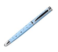Belius Roller bella aluminio color azul celeste diseño plateado relieve tinta color negro caja de diseño.