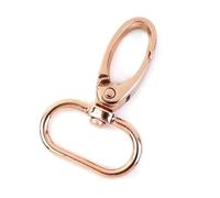 Belivceng 20 cierres de langosta giratorios para correa de bolso, mosquetón de metal como hebilla de llavero y ajustador de correas.,Oro rosa,32 mm