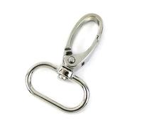 Belivceng 20 cierres de langosta giratorios para correa de bolso, mosquetón de metal como hebilla de llavero y ajustador de correas.,Plata,25 mm