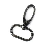 Belivceng 20 cierres de langosta giratorios para correa de bolso, mosquetón de metal como hebilla de llavero y ajustador de correas.,G Negro,32 mm