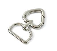 Belivceng Cierre giratorio en forma de corazón, mosquetón de metal con gancho a presión para bolso, correa, llavero y cinturón de cuero, accesorio de bricolaje.,Plata - Cuadrado,20 piezas