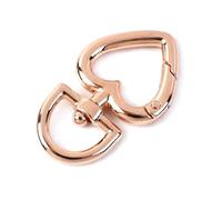 Belivceng Cierre giratorio en forma de corazón, mosquetón de metal con gancho a presión para bolso, correa, llavero y cinturón de cuero, accesorio de bricolaje.,Oro rosa - Redondo,20 piezas