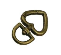 Belivceng Cierre giratorio en forma de corazón, mosquetón de metal con gancho a presión para bolso, correa, llavero y cinturón de cuero, accesorio de bricolaje.,Bronce - Redondo,20 piezas