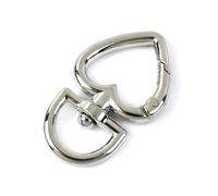 Belivceng Cierre giratorio en forma de corazón, mosquetón de metal con gancho a presión para bolso, correa, llavero y cinturón de cuero, accesorio de bricolaje.,Plata - Redonda,20 piezas