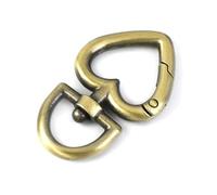 Belivceng Cierre giratorio en forma de corazón, mosquetón de metal con gancho a presión para bolso, correa, llavero y cinturón de cuero, accesorio de bricolaje.,Latón - Redondo,20 piezas