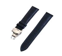 Belivceng Correa de cuero, hebilla de mariposa con cierre de acero, tamaños de 12 mm a 24 mm, accesorios de repuesto.,Azul oscuro,20 mm