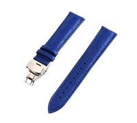 Belivceng Correa de cuero, hebilla de mariposa con cierre de acero, tamaños de 12 mm a 24 mm, accesorios de repuesto.,Azul,18 mm